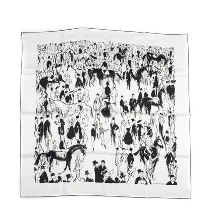 Hermes Silk Paddock Scarf 90 Blanc Noir Blanc 2 of 6