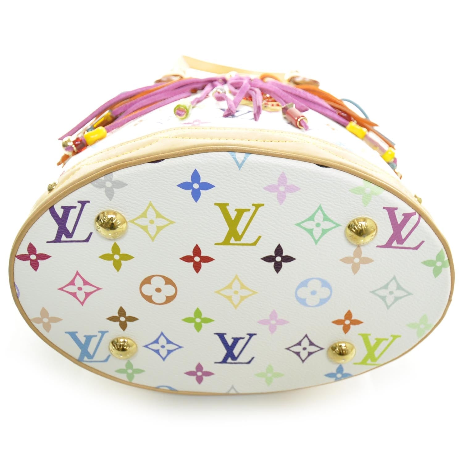 Louis Vuitton Monogram Multicolor Fringe Bucket White 4 of 11