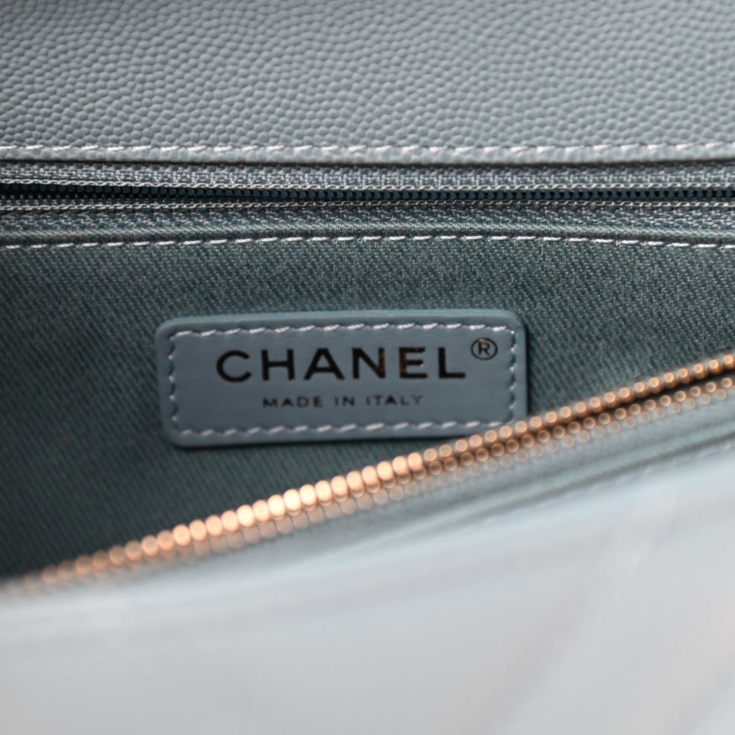 Caviar Chevron Quilted Small Coco Handle Flap Blue