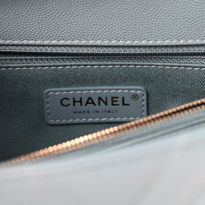Chanel Caviar Chevron Quilted Small Coco Handle Flap Blue 6 of 11
