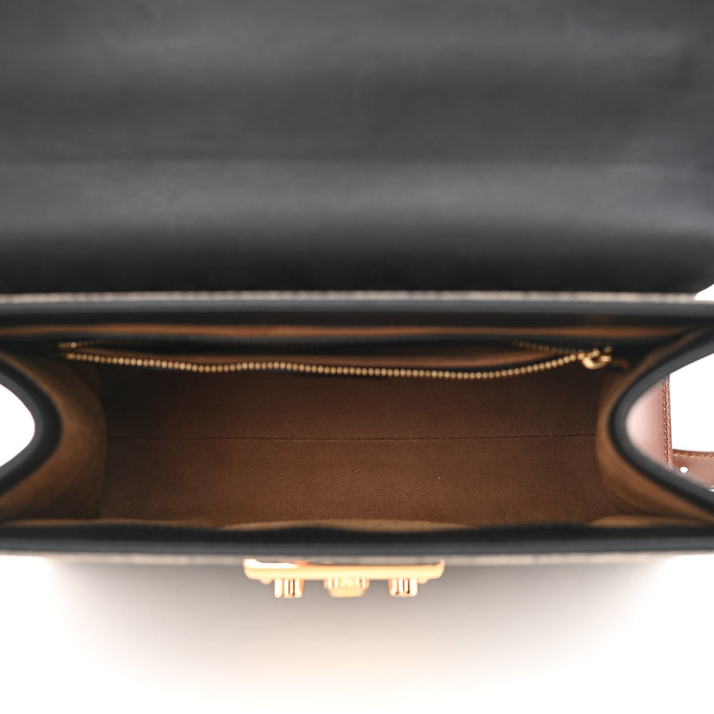 GG Supreme Monogram Calfskin Small Padlock Top Handle Bag Beige Black Cuir