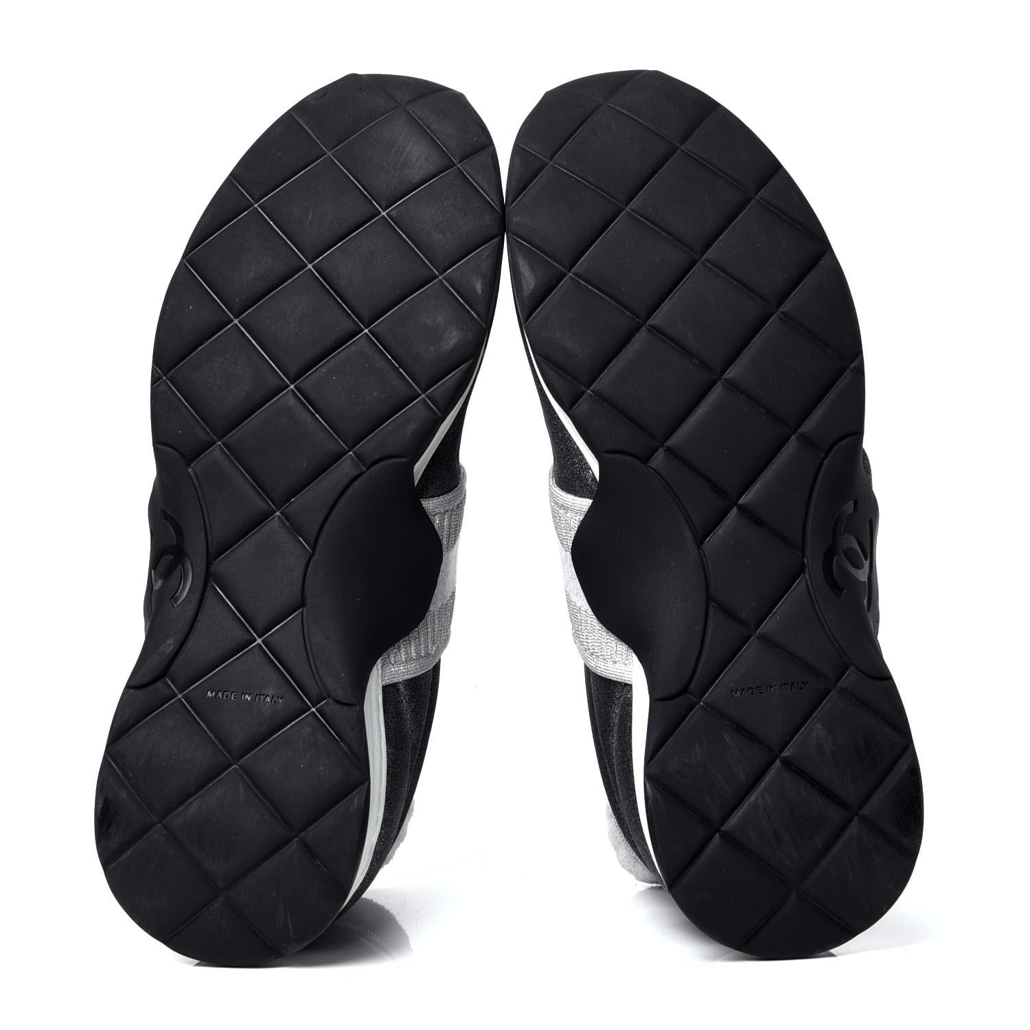 Chanel Glitter Stretch Fabric CC Sneakers 39 Grey Black 5 of 6