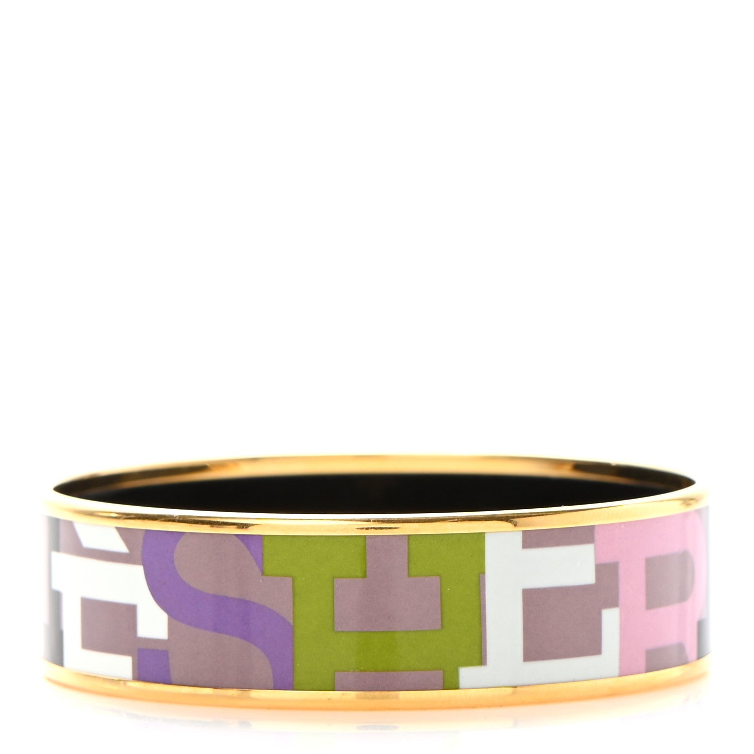 Hermes Enamel Wide Printed Capitales Bracelet 65 3 of 5