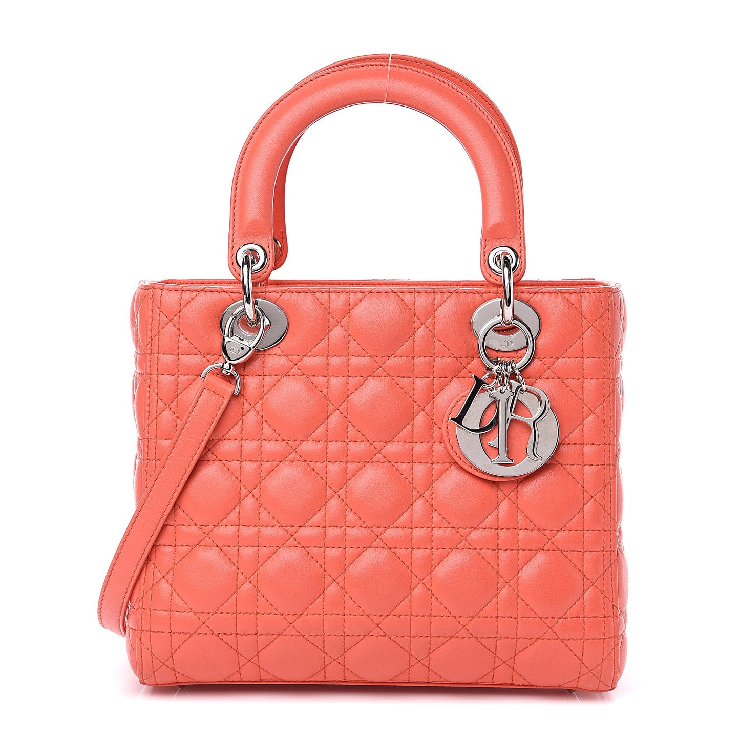 Lambskin Cannage Medium Lady Dior Orange