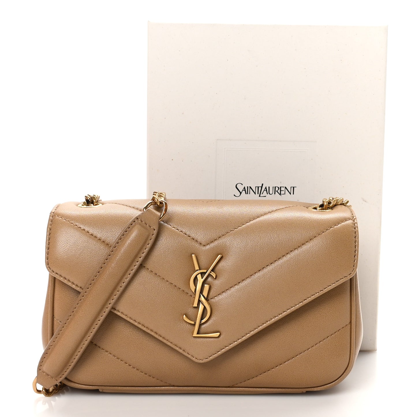 Lambskin Chevron Quilted Mini Loulou Havana Brown