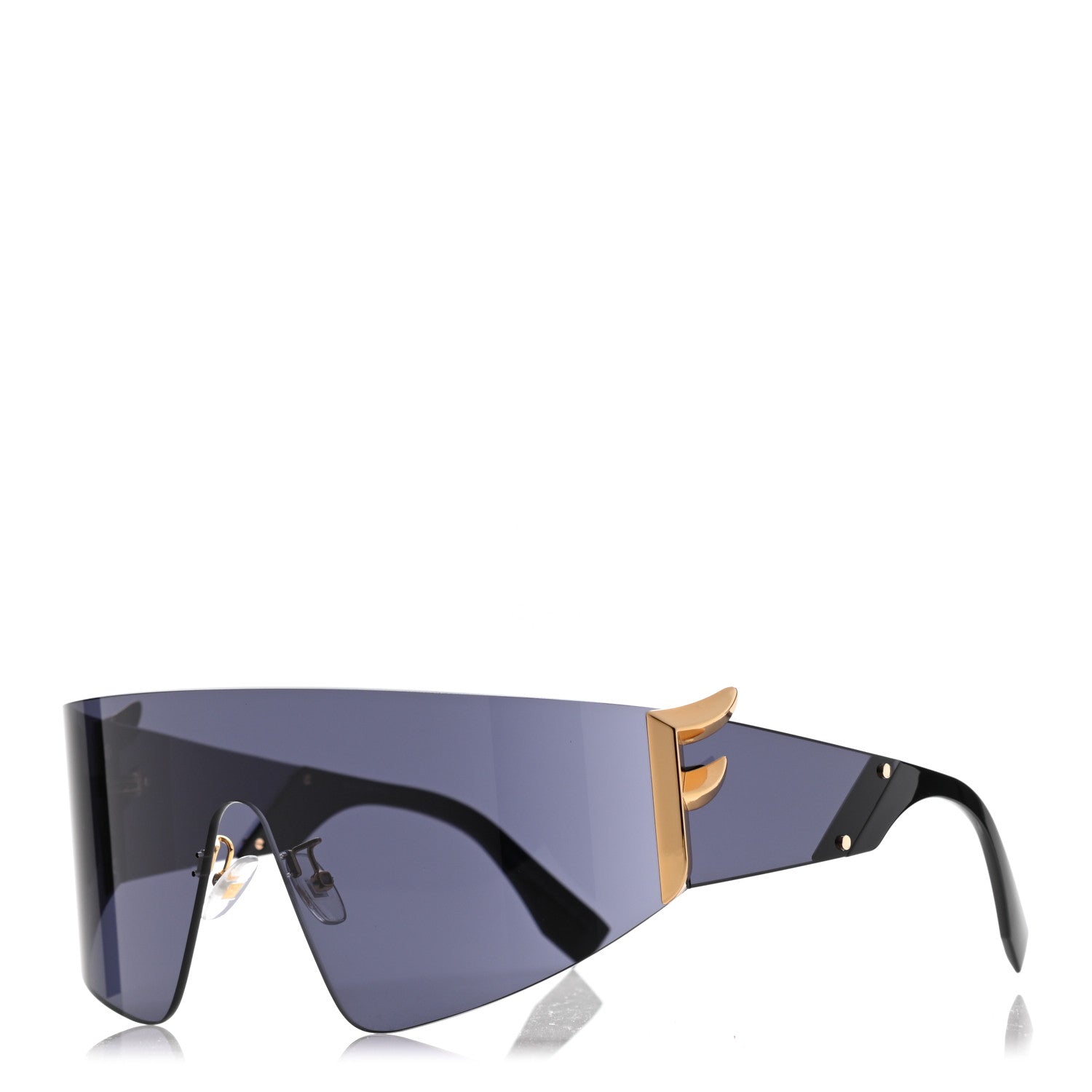Fendi Mirrored FFreedom Shield Sunglasses FF 0382/S Black 1 of 8