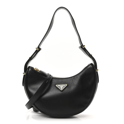Prada Soft Calfskin Arque Shoulder Bag Black 1 of 9
