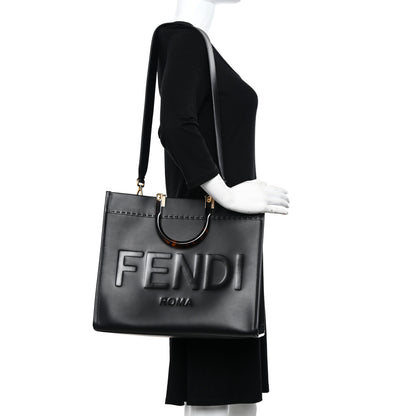 Fendi Vitello King Plexiglass Medium Fendi Sunshine Shopper Tote Black 2 of 13
