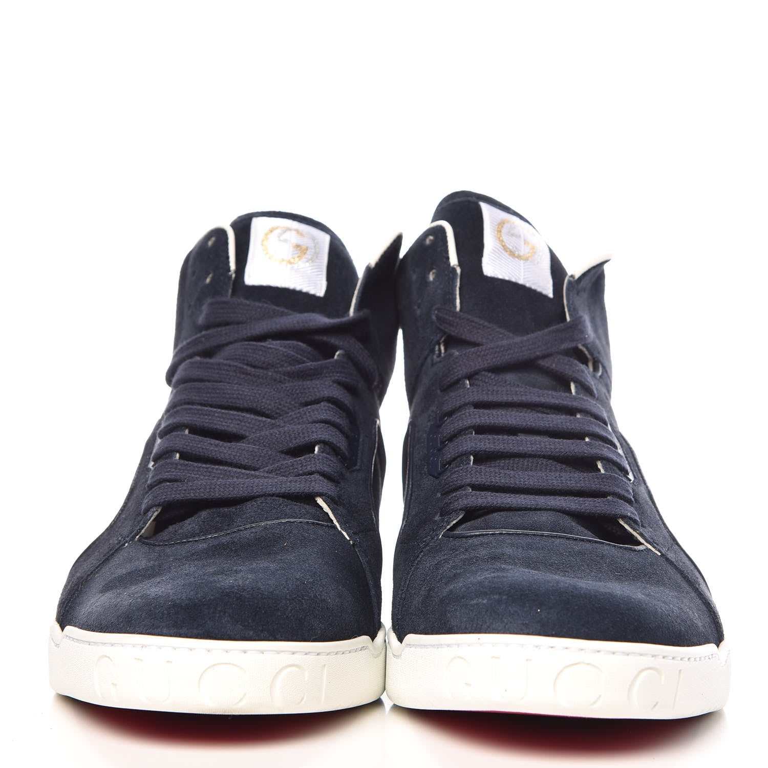 Gucci Suede Men's Interlocking G High Top Sneakers 10.5 Blue 2 of 13