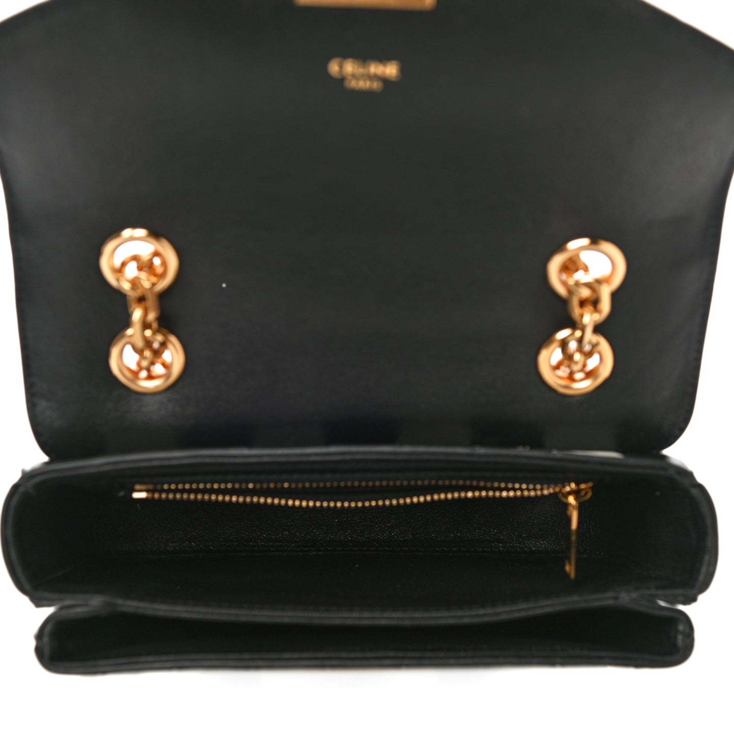 Shiny Calfskin Stripes Small C Bag Black