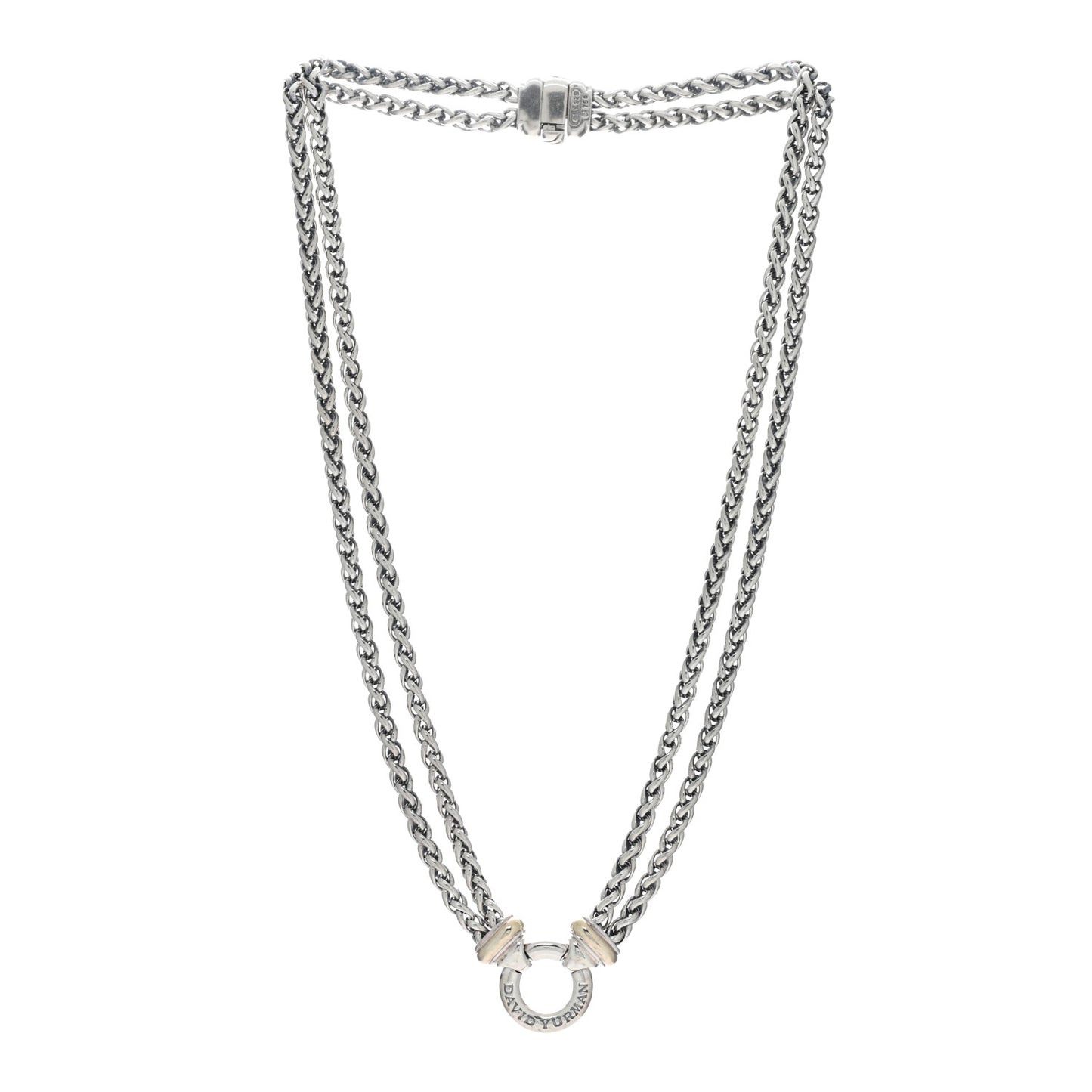 Sterling Silver 18K Yellow Gold 8mm Double Wheat Chain Necklace