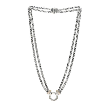 David Yurman Sterling Silver 18K Yellow Gold 8mm Double Wheat Chain Necklace 2 of 4