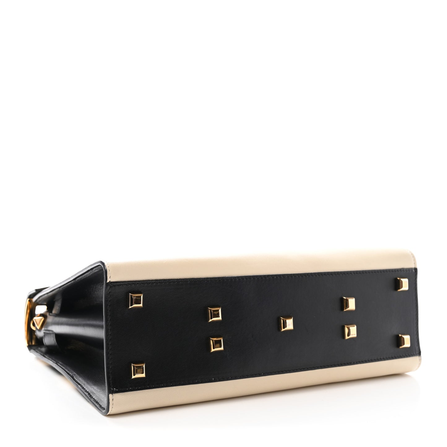 Vitello Striped Medium My Rockstud Frame Bag Black Light Ivory