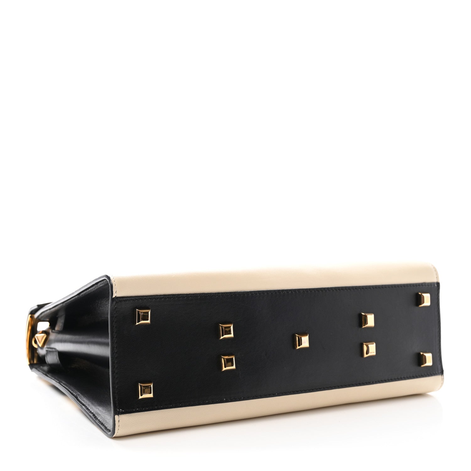 Valentino Garavani Vitello Striped Medium My Rockstud Frame Bag Black Light Ivory 4 of 9