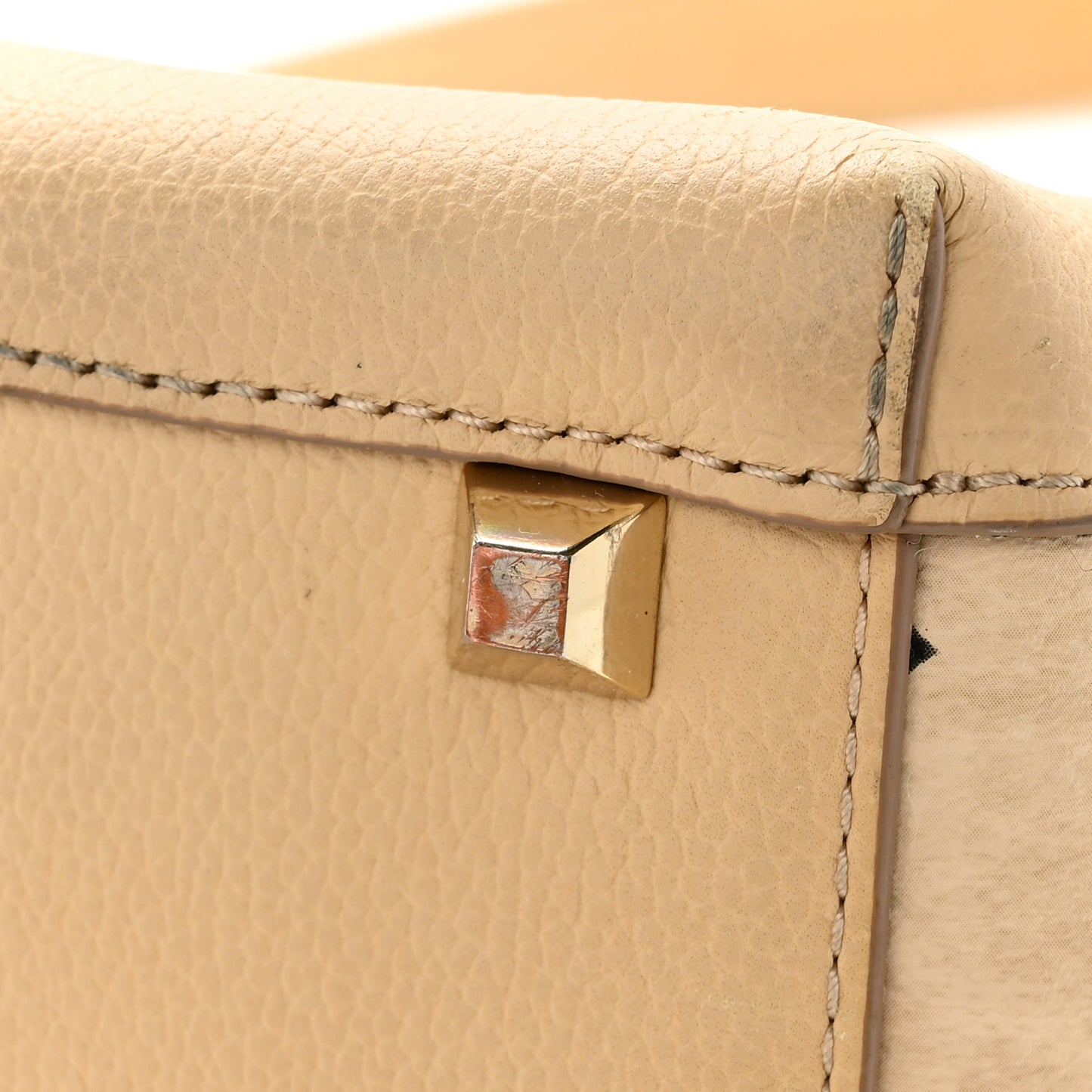 Grained Calfskin Visetos Medium Sarah Hobo Latte Beige