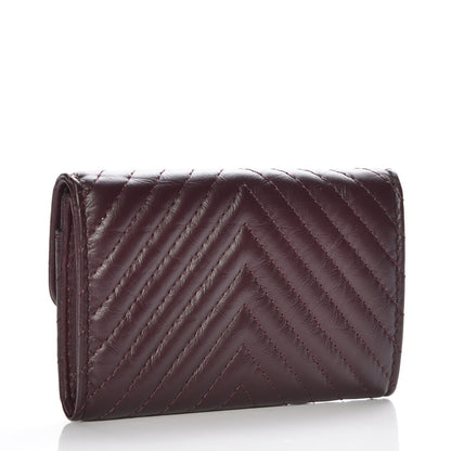 Chanel Aged Calfskin Chevron Quilted Small Reissue Flap Wallet Burgundy 3 of 9