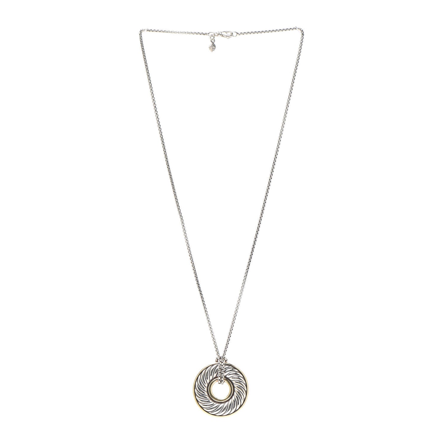 Sterling Silver 18K Yellow Gold 30mm Cable Disc Necklace