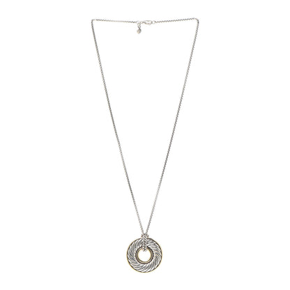 David Yurman Sterling Silver 18K Yellow Gold 30mm Cable Disc Necklace 3 of 5
