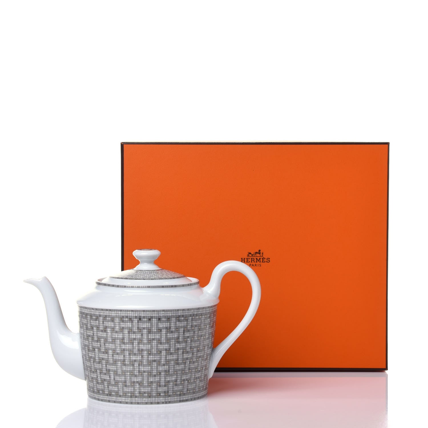 Hermes Porcelain Mosaique Au 24 Platine Coffee/Tea Pot Platinum 10 of 10