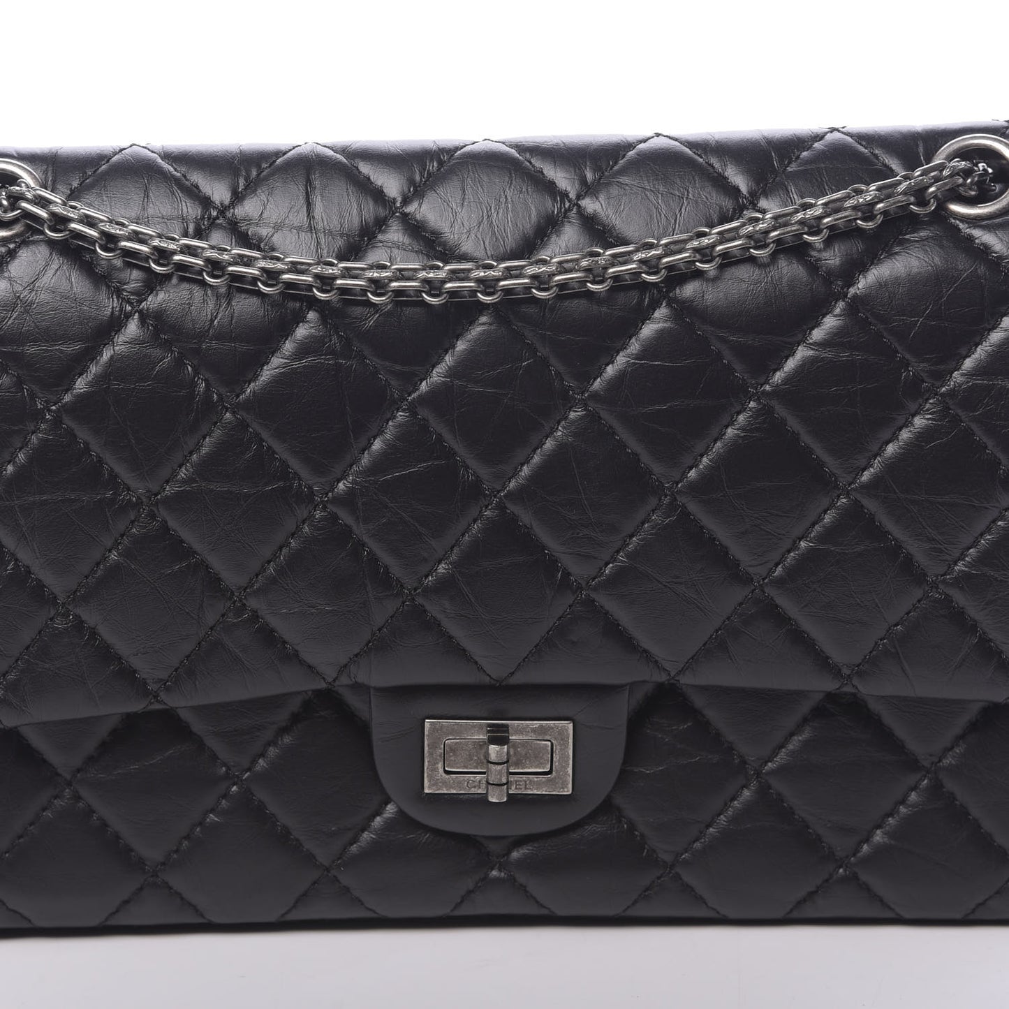 Aged Calfskin Quilted 2.55 Reissue 226 Flap Black