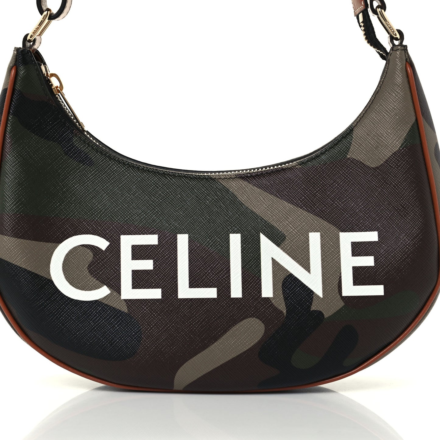 Canvas Calfskin Camouflage Ava Logo Triomphe Shoulder Bag Khaki