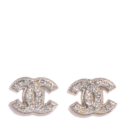 Chanel Crystal CC Earrings Silver 1 of 5