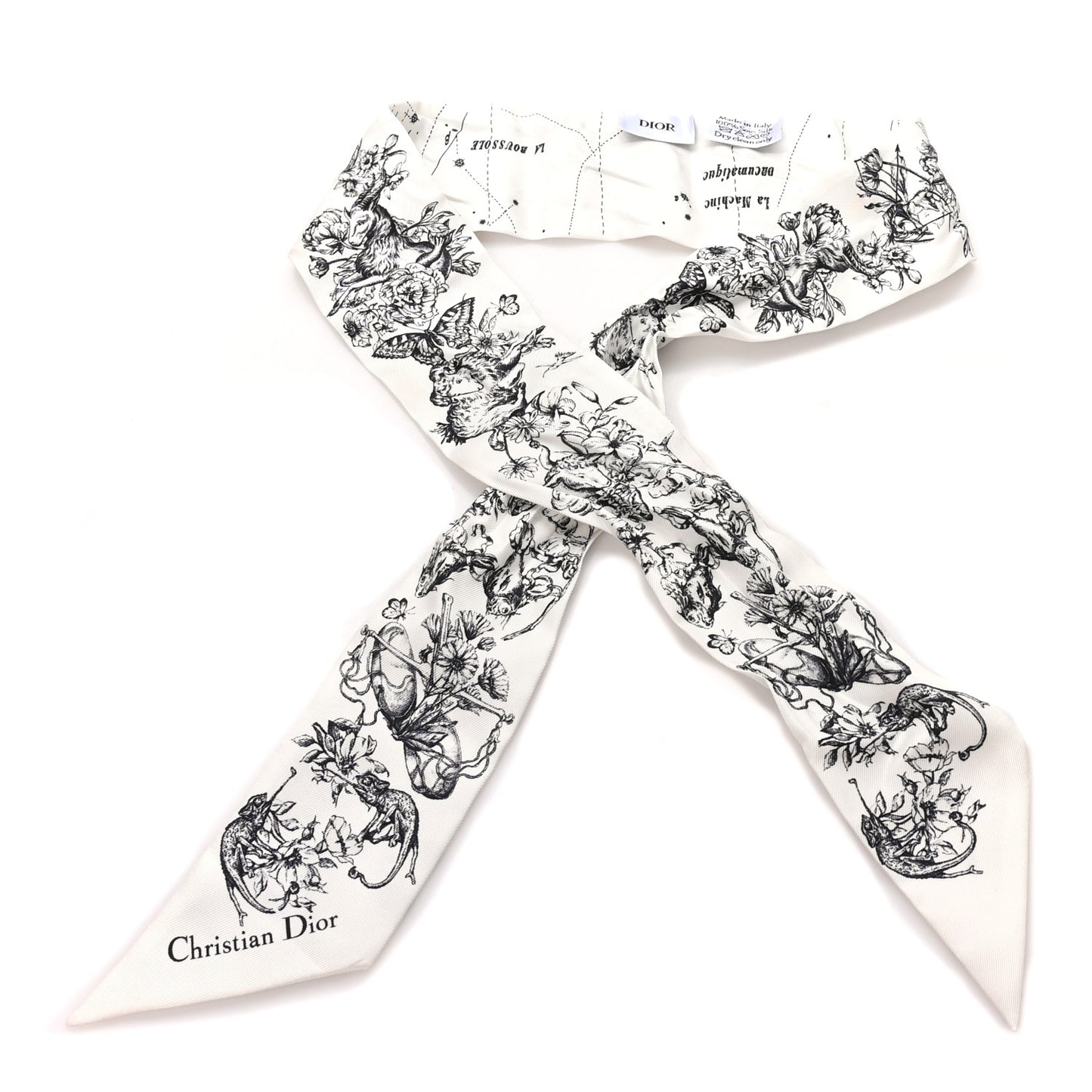 Silk Zodiac Mitzah Scarf White Black