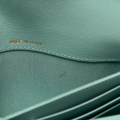 Chanel Caviar Quilted Large Gusset Flap Wallet Light Blue 9 of 10