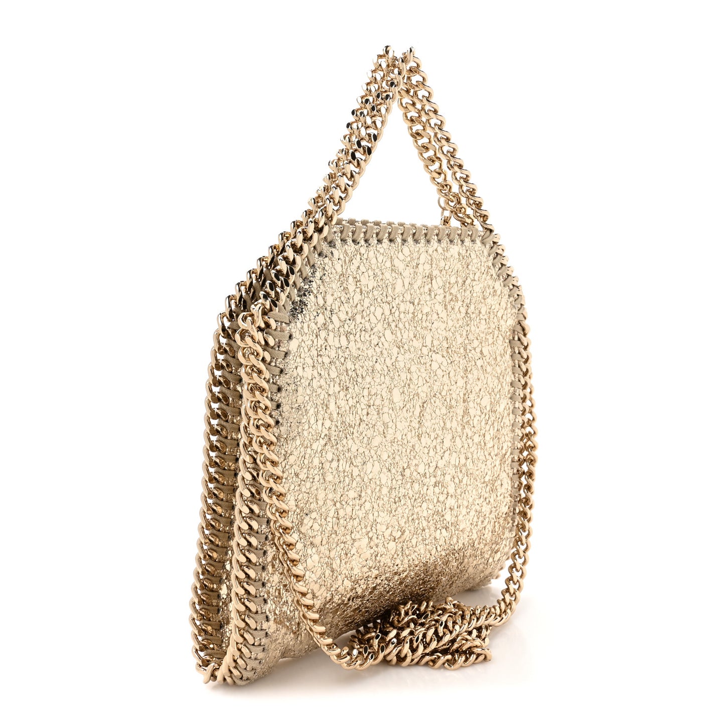Metallic Crackle Tiny Falabella Tote Gold