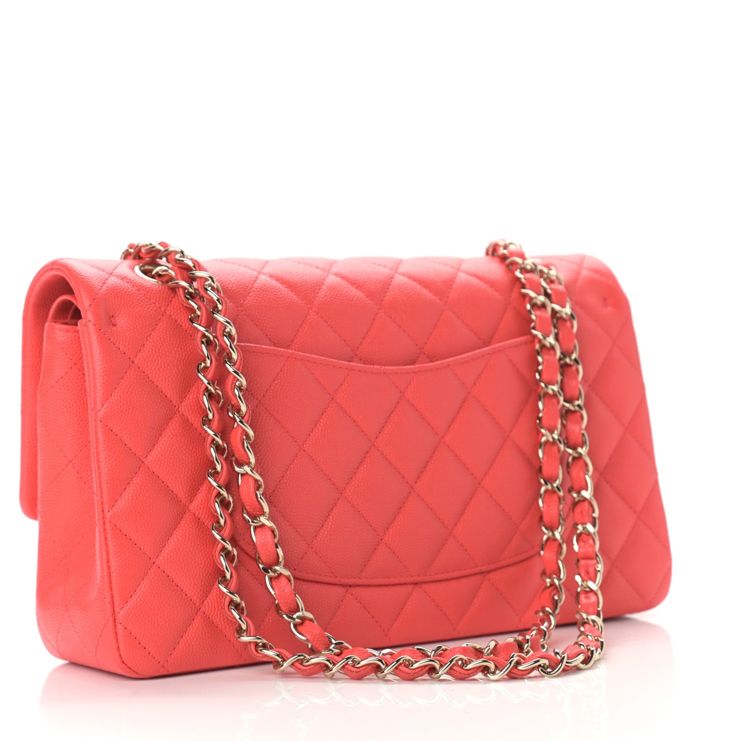 Caviar Quilted Medium Double Flap Red