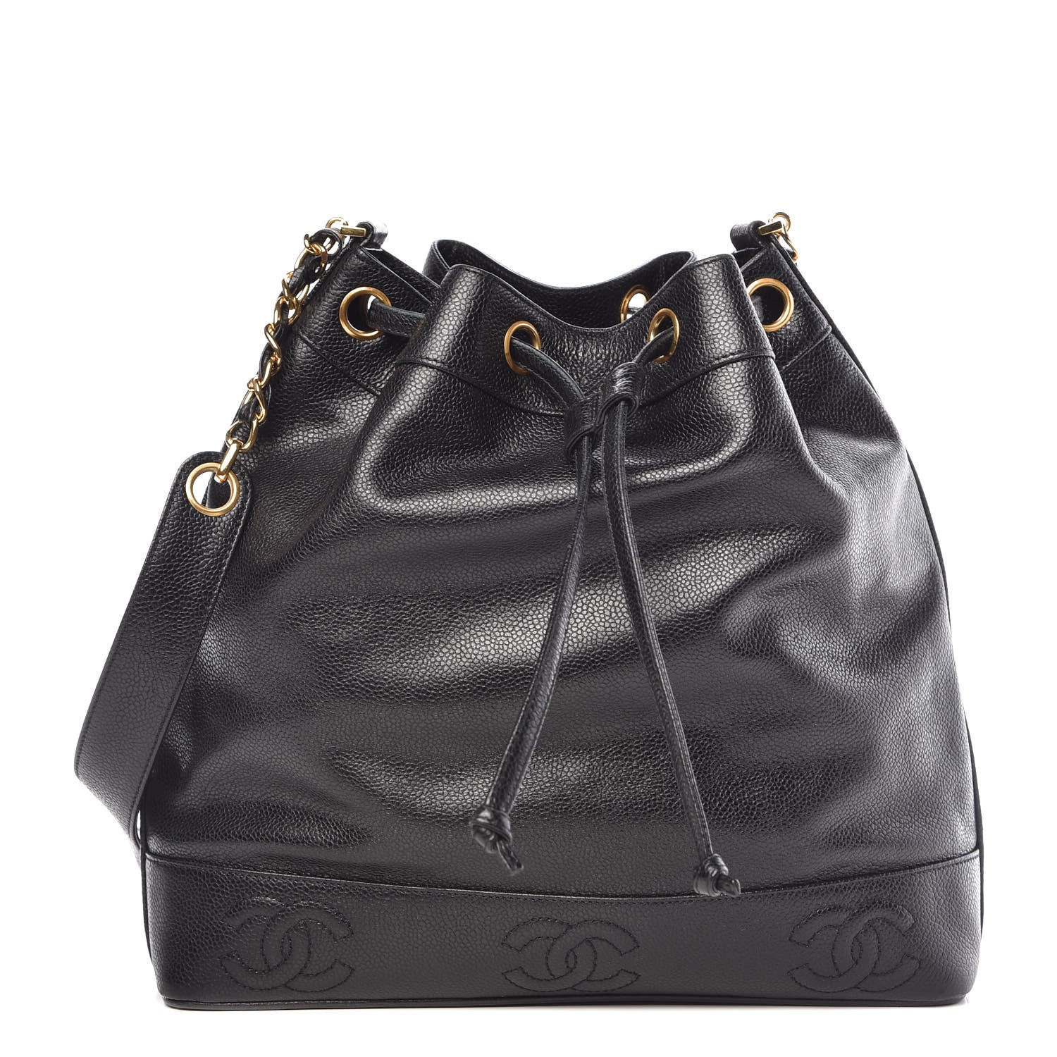 Chanel Caviar CC Drawstring Shoulder Bag Black 1 of 11