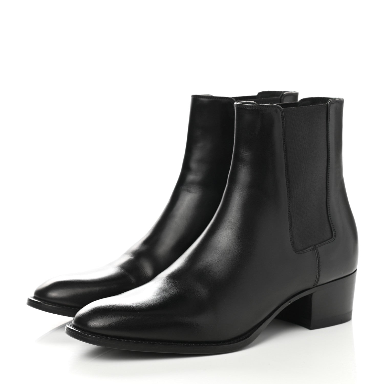 Saint Laurent Calfskin Womens Wyatt Chelsea Boots 37 Black 3 of 10