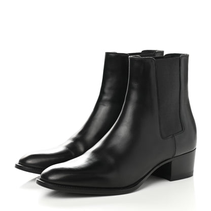 Saint Laurent Calfskin Womens Wyatt Chelsea Boots 37 Black 3 of 10