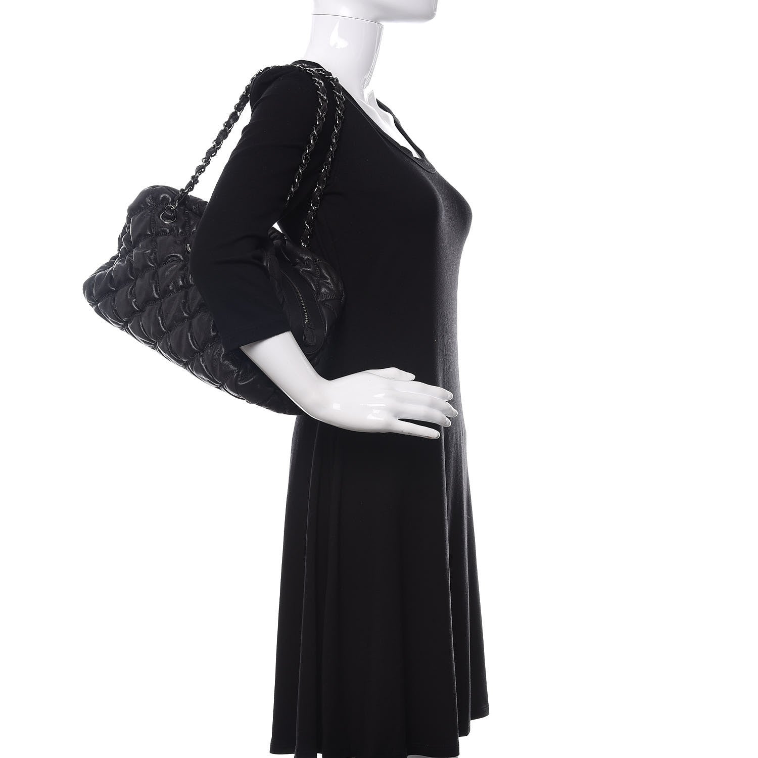 Chanel Lambskin Bubble Quilt Bowler Black 2 of 10