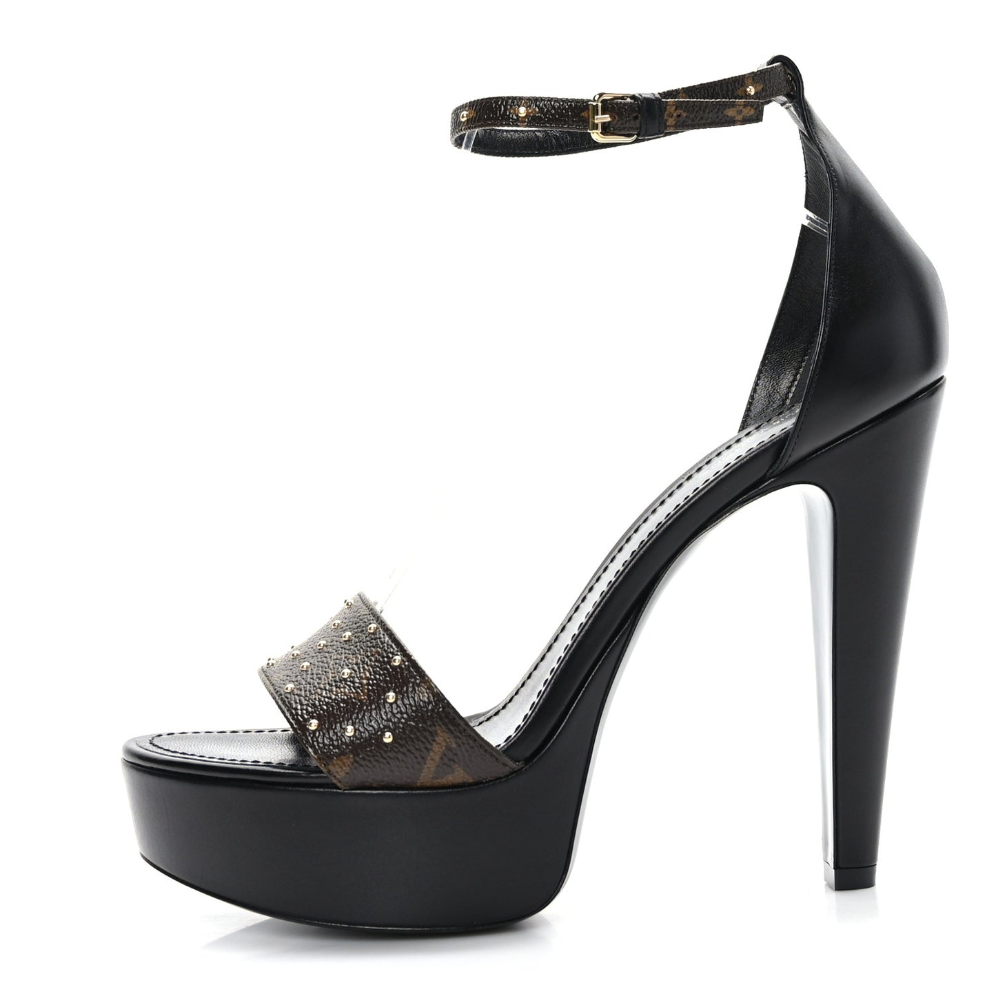 Patent Monogram Afterglow Platform Sandals 41 Black