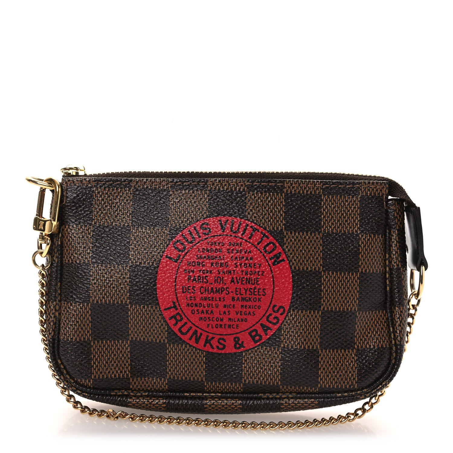 Louis Vuitton Damier Ebene Complice Trunks and Bags Mini Pochette Accessories Red 1 of 12