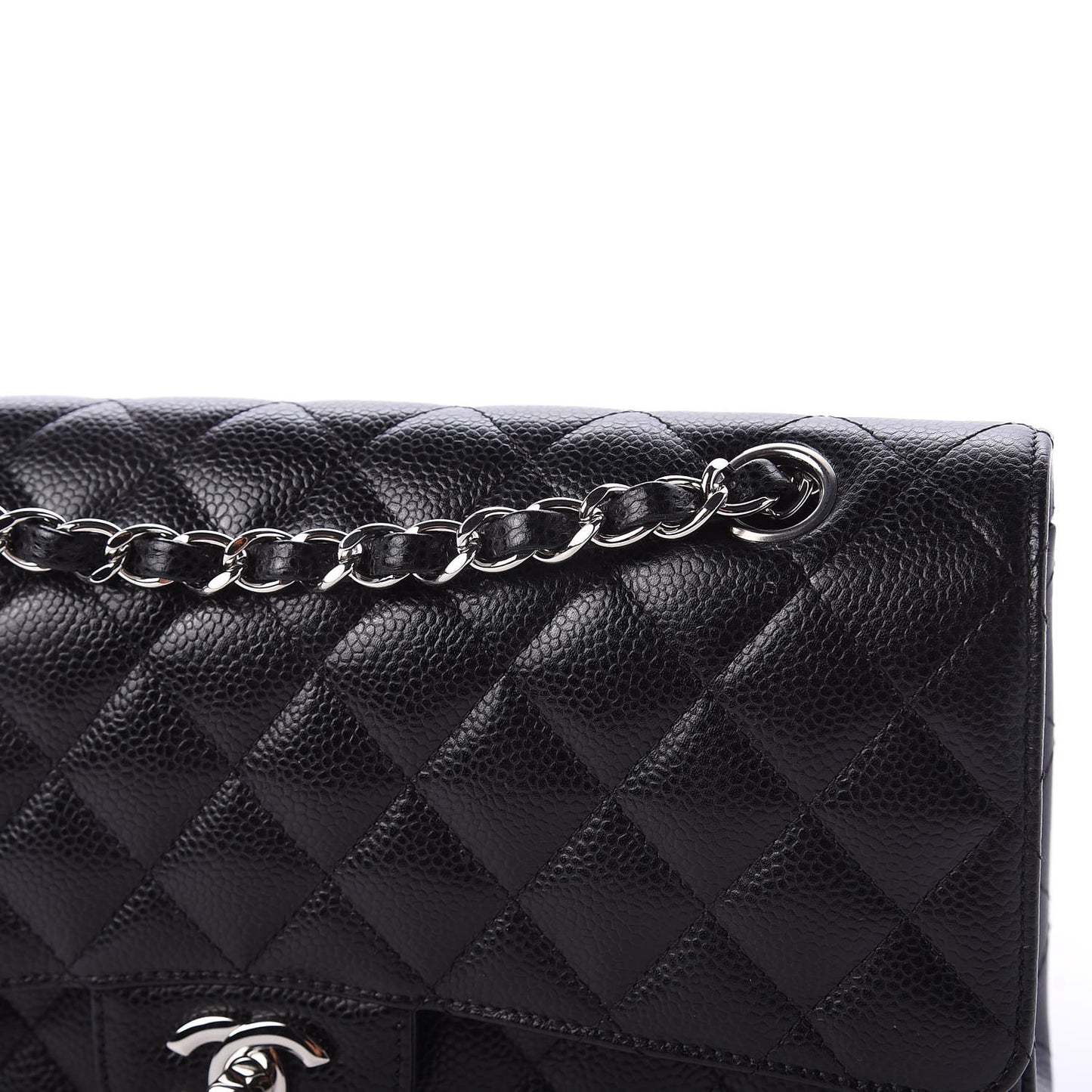 Caviar Quilted Medium Double Flap Black