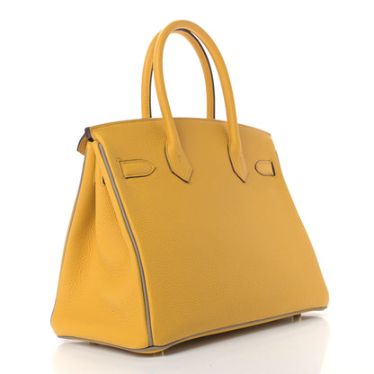 Hermes Togo Horseshoe Birkin 30 Jaune Ambre Etain 3 of 12