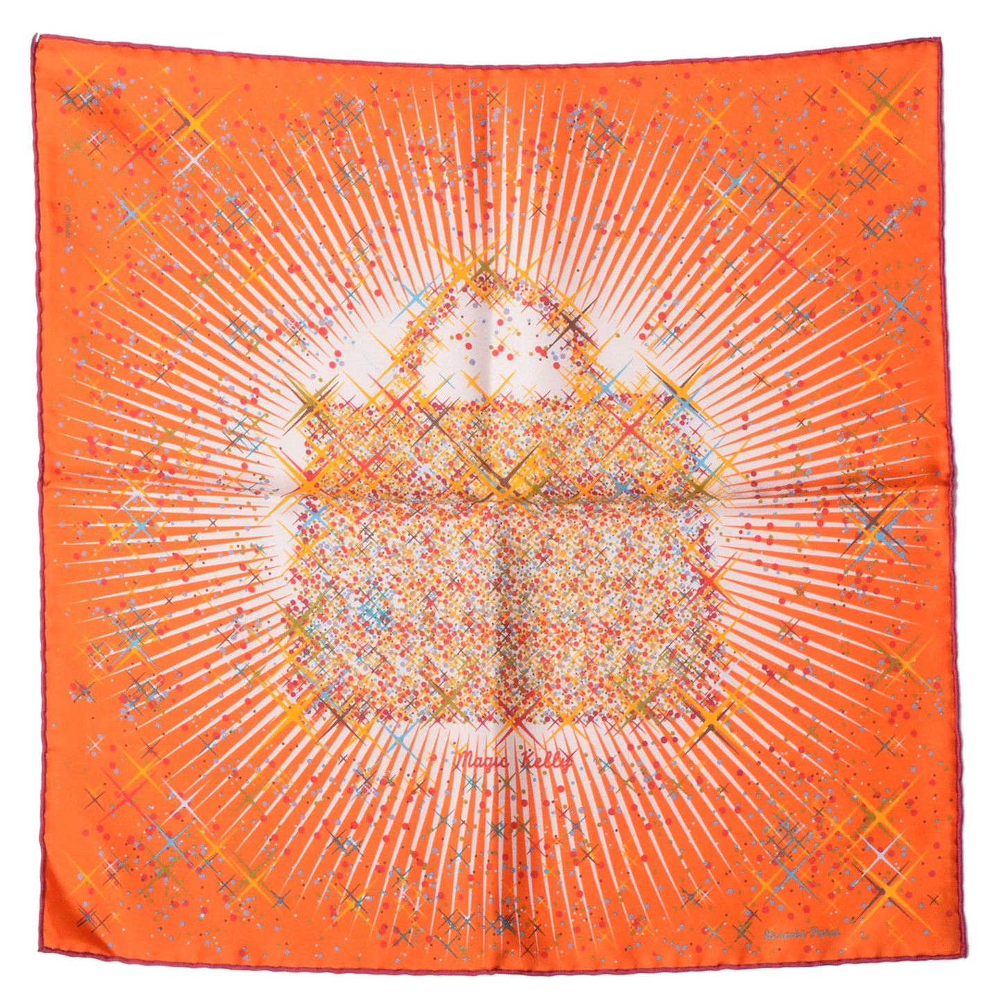 Silk Magic Kelly Pocket Square Capucine Nacre Rouge