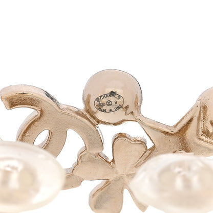 Chanel Crystal Pearl Sergeant CC Clip On Earrings Gold 4 of 5