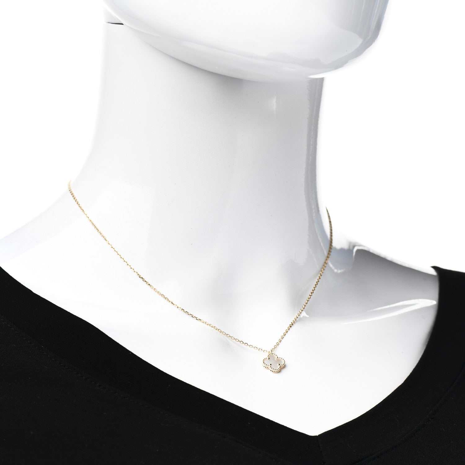 Van Cleef & Arpels 18K Yellow Gold Mother of Pearl Sweet Alhambra Pendant Necklace 2 of 7