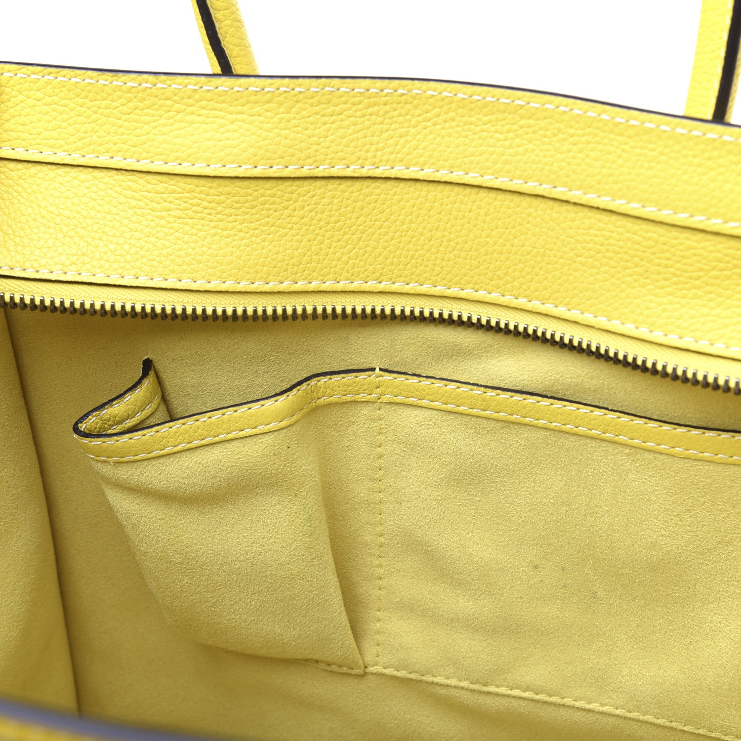 Celine Drummed Calfskin Mini Luggage Citron 12 of 18