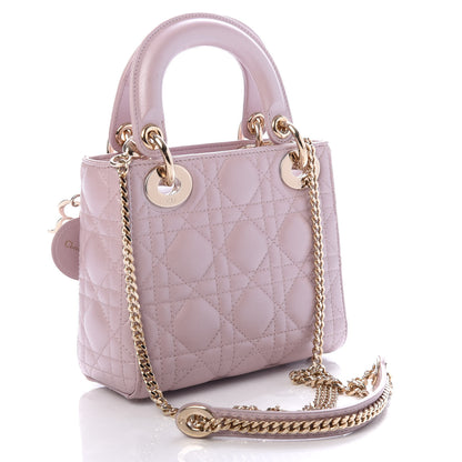 Christian Dior Metallic Lambskin Cannage Mini Lady Dior Lotus 3 of 10