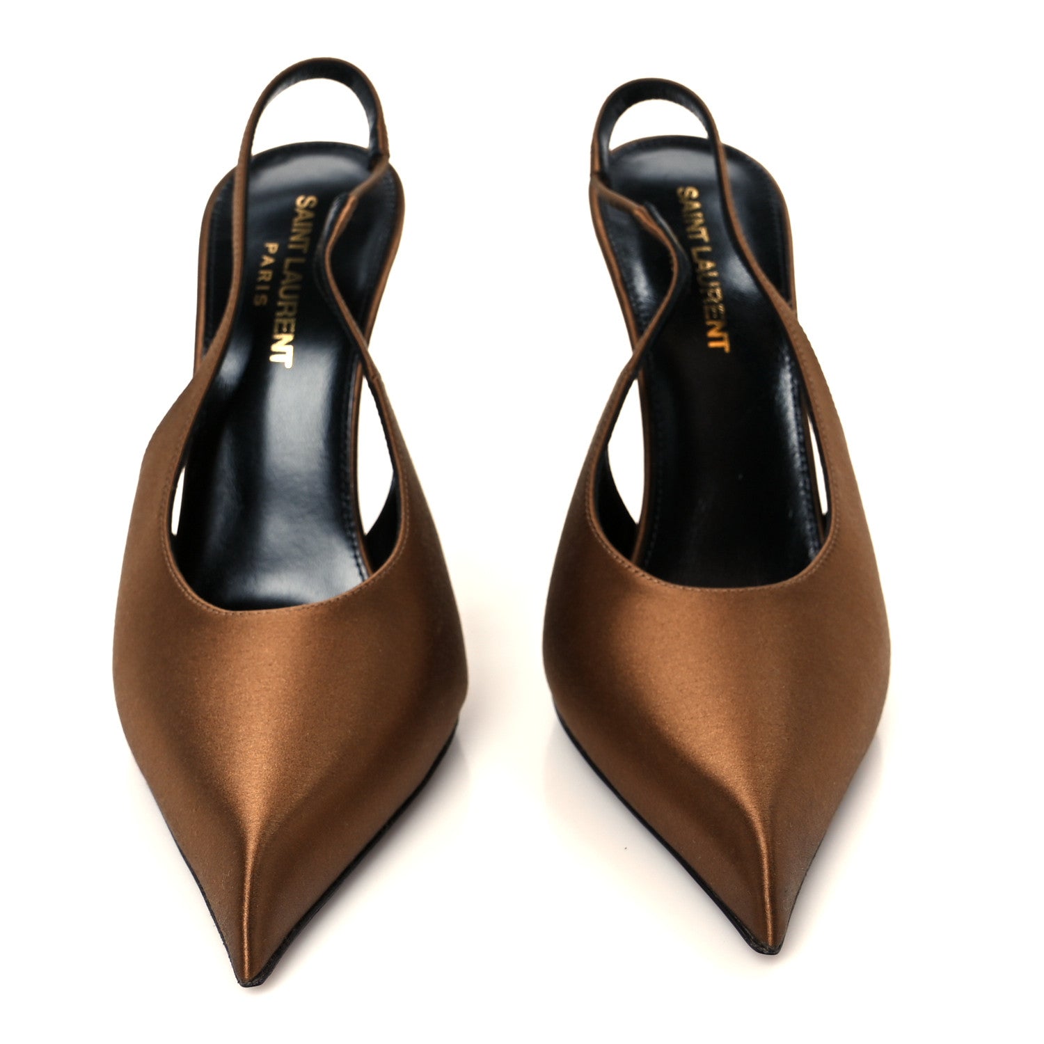 Saint Laurent Silk Satin Faye 110 Pumps 38 Deep Cognac 3 of 10