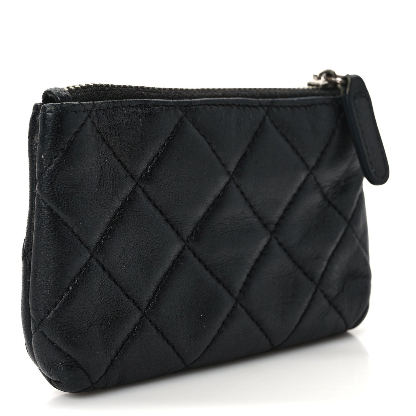 Lambskin Quilted Key Holder Case Black