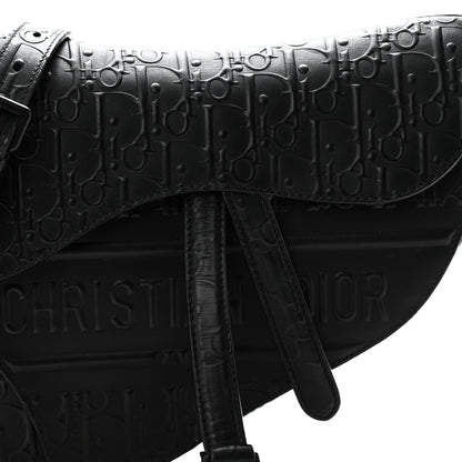 Christian Dior Calfskin Embossed Oblique Saddle Bag With Strap Black 8 of 10