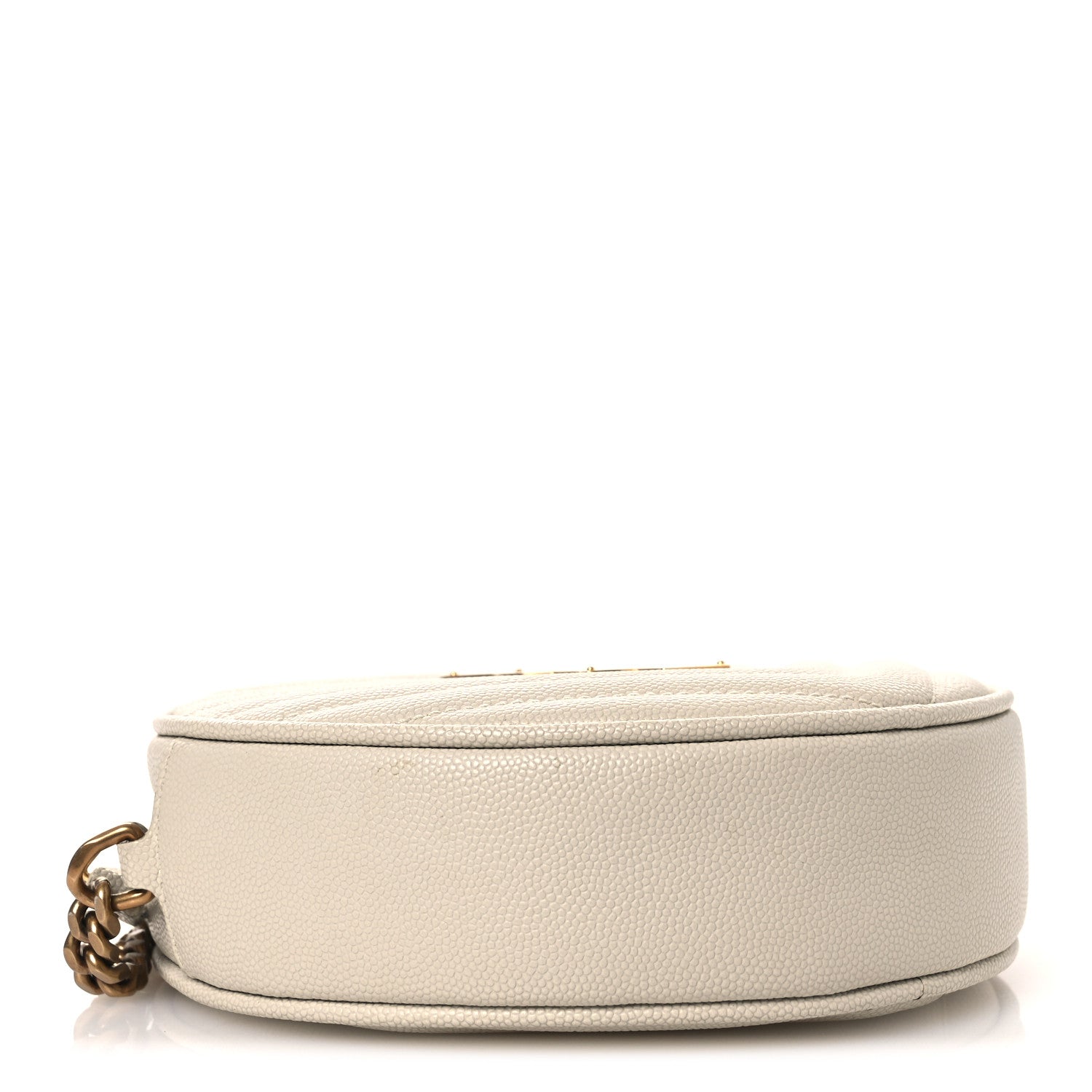 Saint Laurent Grain De Poudre Matelasse Chevron Quilted Round Vinyle Camera Bag Crema Soft 3 of 12