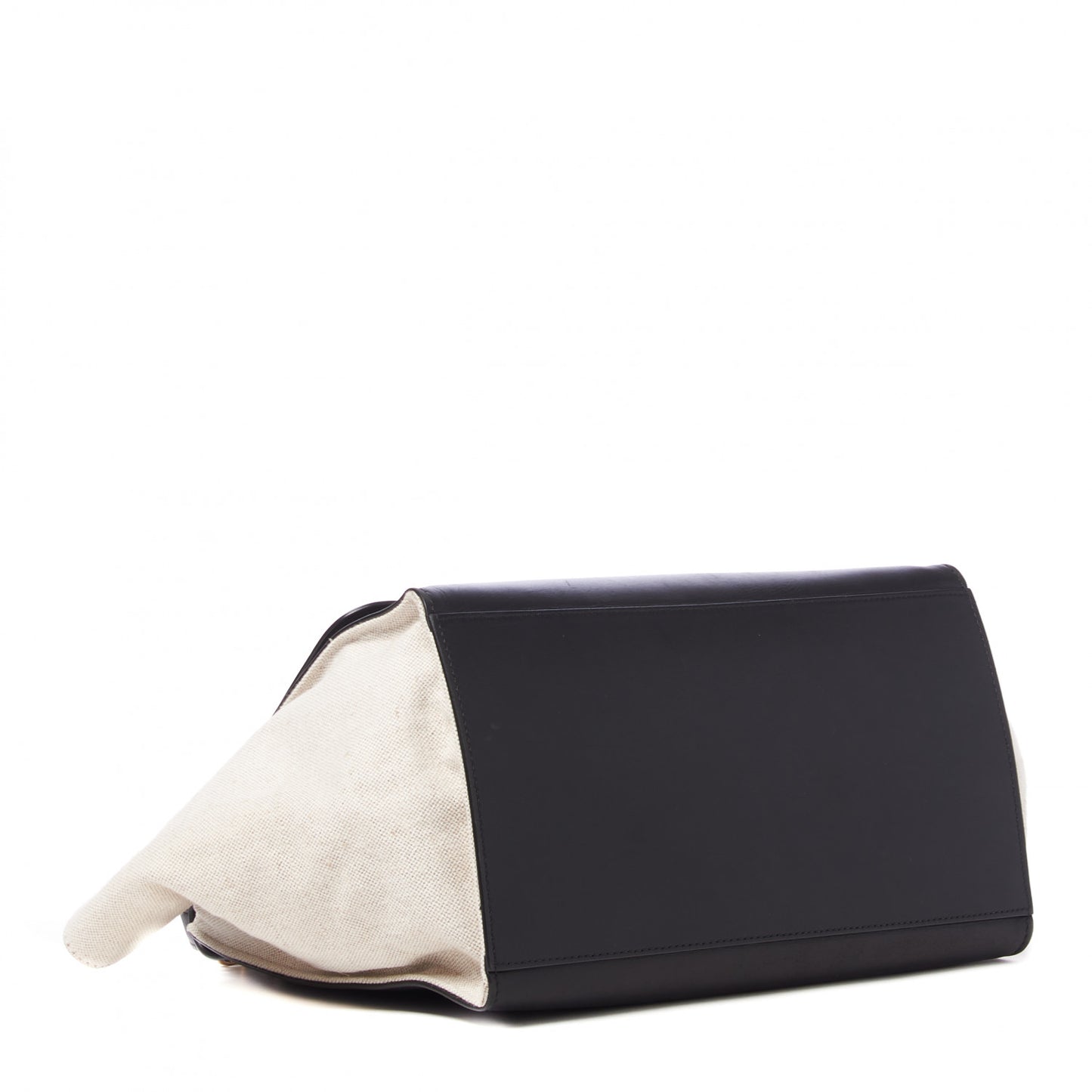 Smooth Calfskin Canvas Medium Trapeze Black