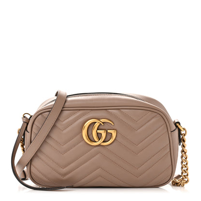Gucci Calfskin Matelasse Small GG Marmont Chain Shoulder Bag Porcelain Rose 1 of 10