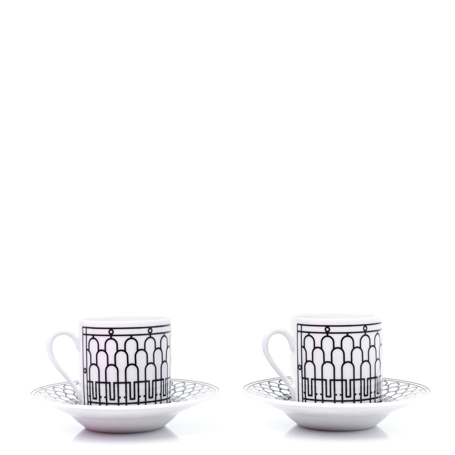 Hermes Porcelain H Deco Coffee Cup And Saucer Set Of 2 Black 1 of 7